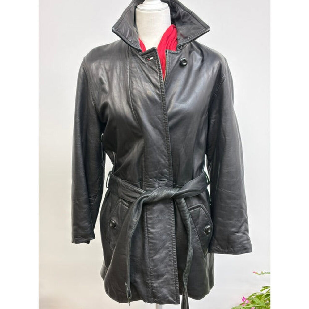 Black Leather button down Jacket size XS